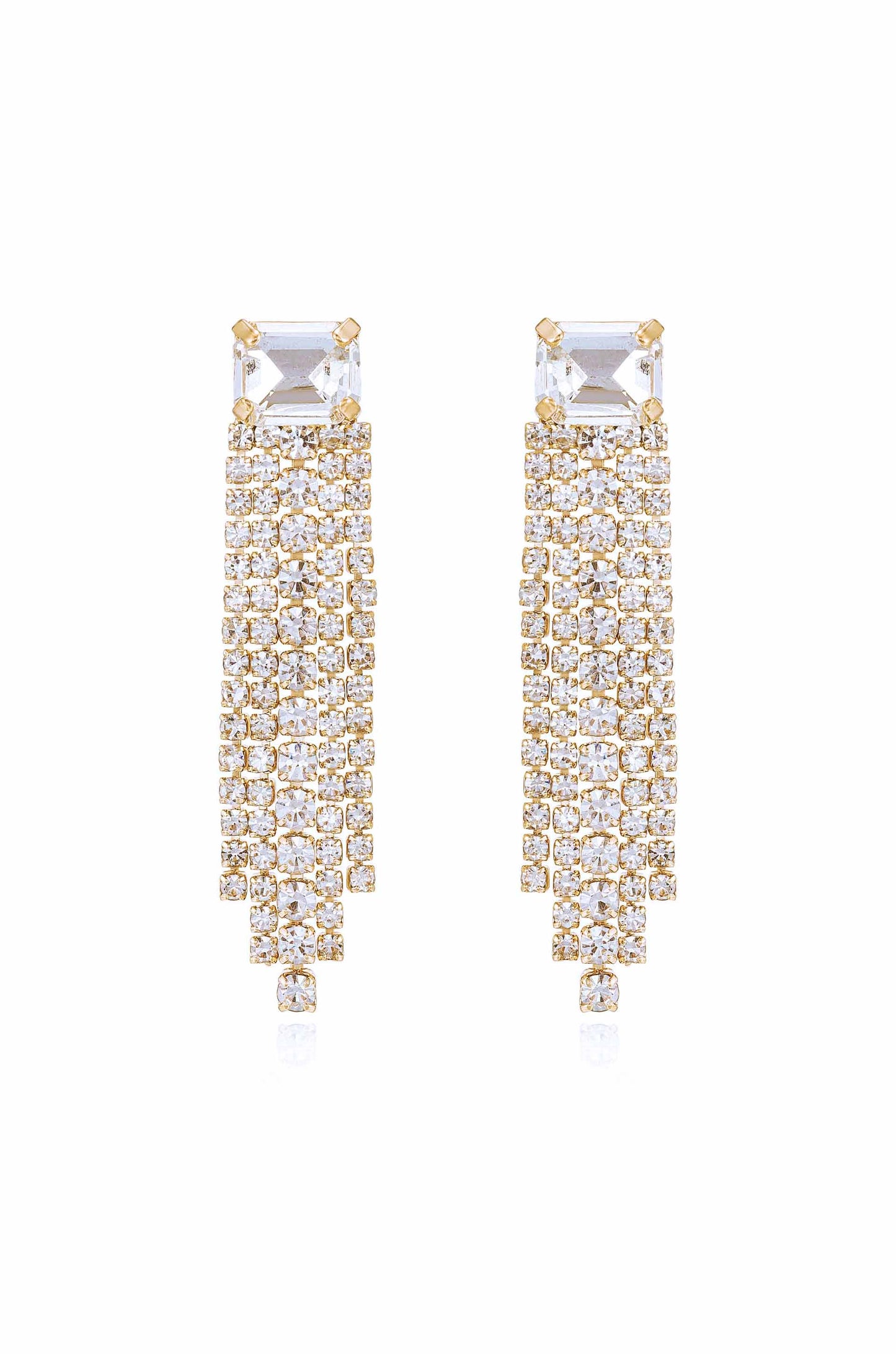 Formal Crystal Fringe Drop Earrings