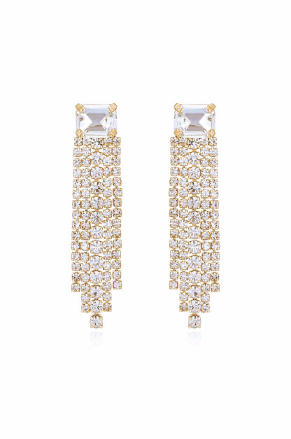 Formal Crystal Fringe Drop Earrings