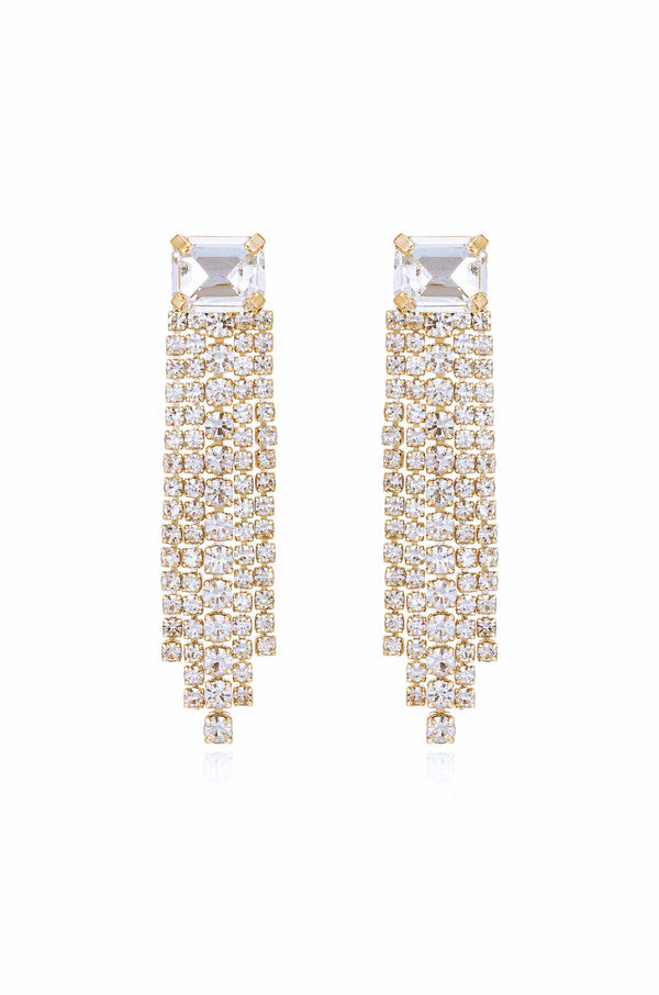 Formal Crystal Fringe Drop Earrings