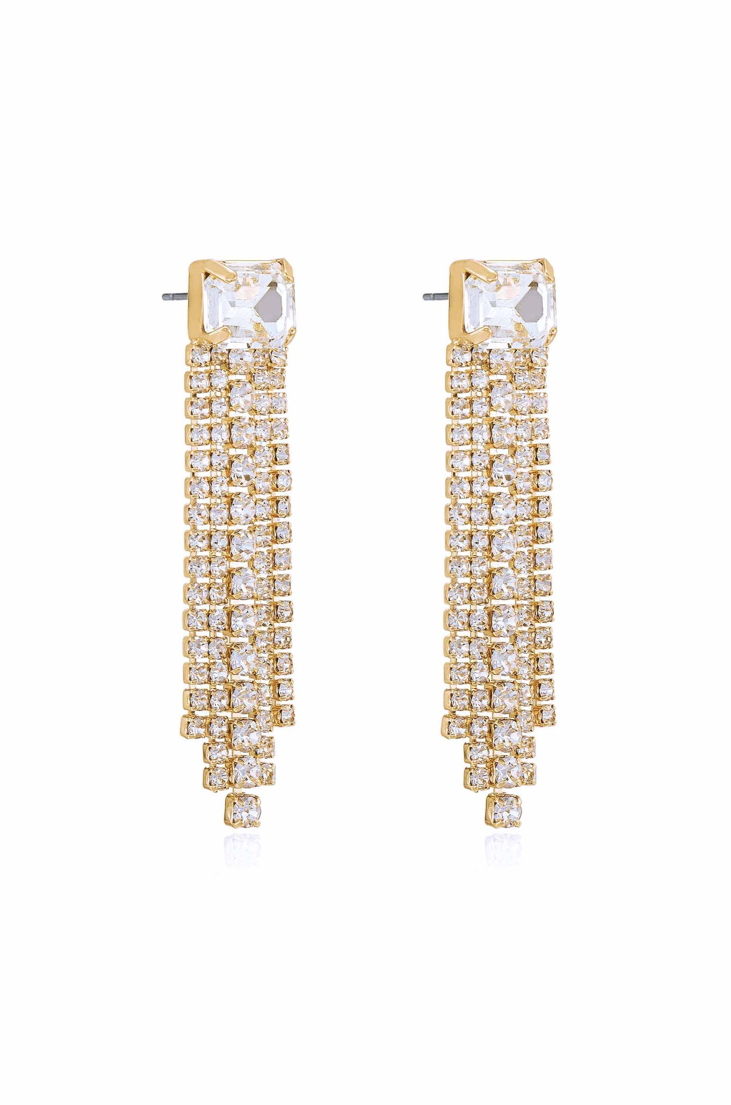 Formal Crystal Fringe Drop Earrings side