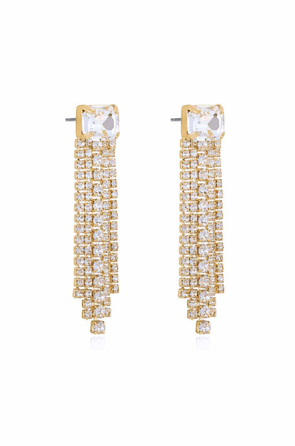Formal Crystal Fringe Drop Earrings side