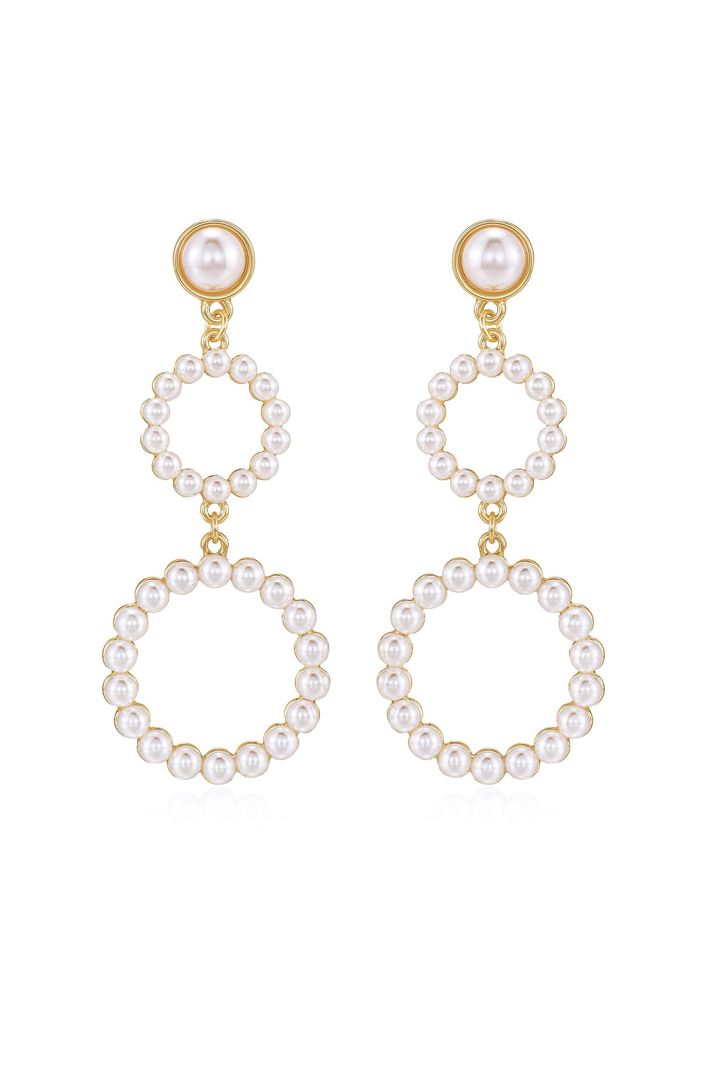 Night Out Double Pearl Hoop 18k Gold Plated Drop Earrings