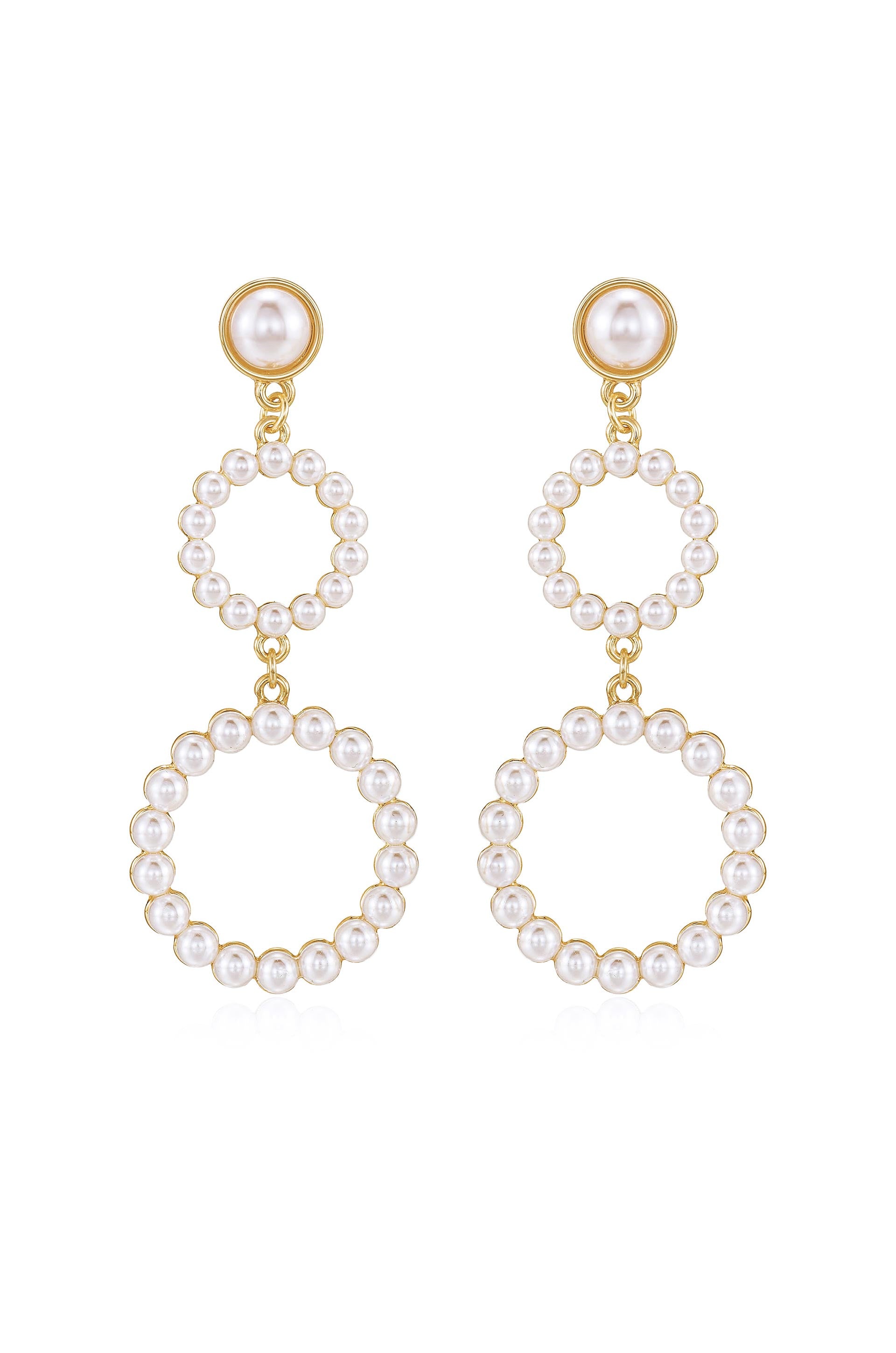 Night Out Double Pearl Hoop 18k Gold Plated Drop Earrings