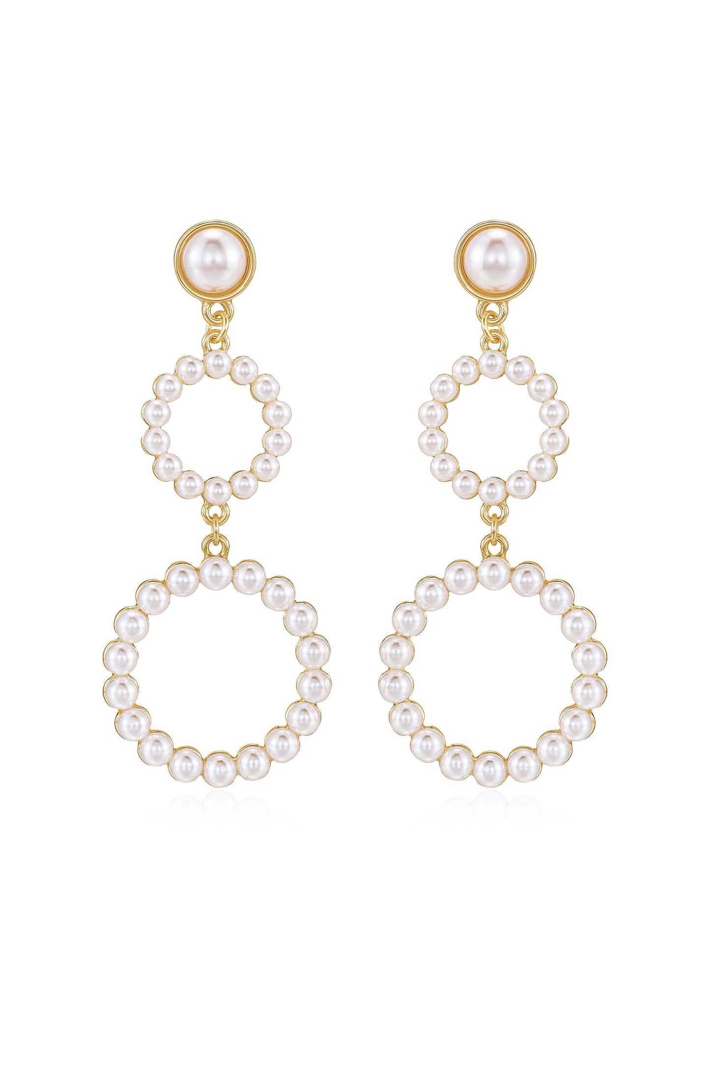 Night Out Double Pearl Hoop Drop Earrings