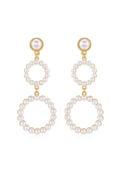 Night Out Double Pearl Hoop Drop Earrings