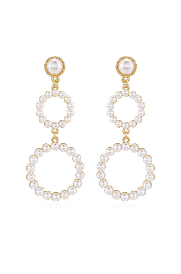 Night Out Double Pearl Hoop Drop Earrings