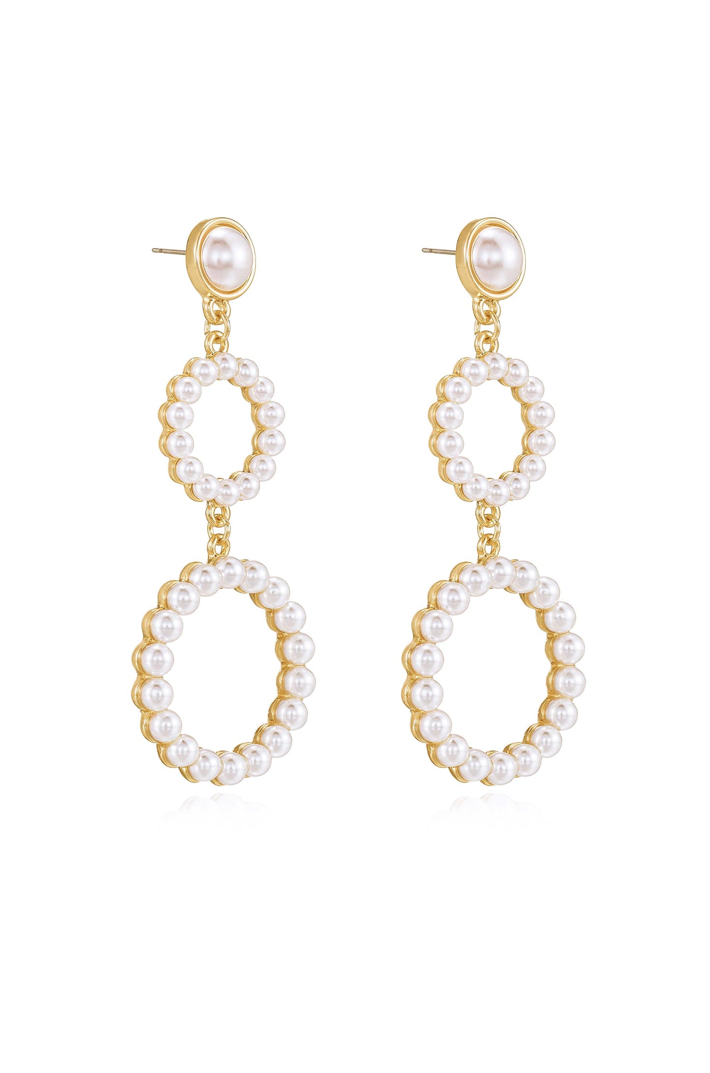 Night Out Double Pearl Hoop 18k Gold Plated Drop Earrings side