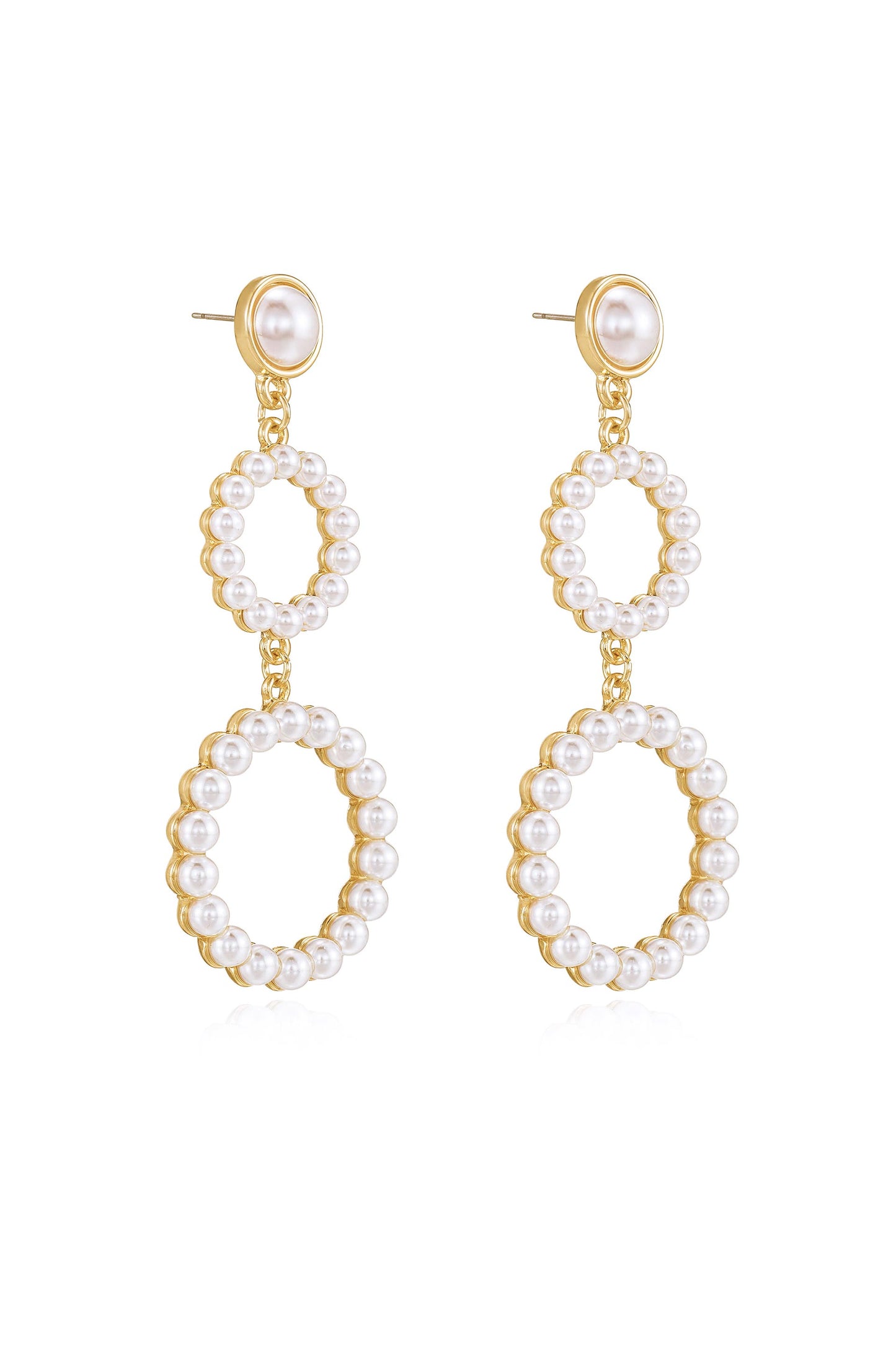 Night Out Double Pearl Hoop Drop Earrings side
