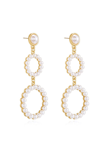 Night Out Double Pearl Hoop Drop Earrings side