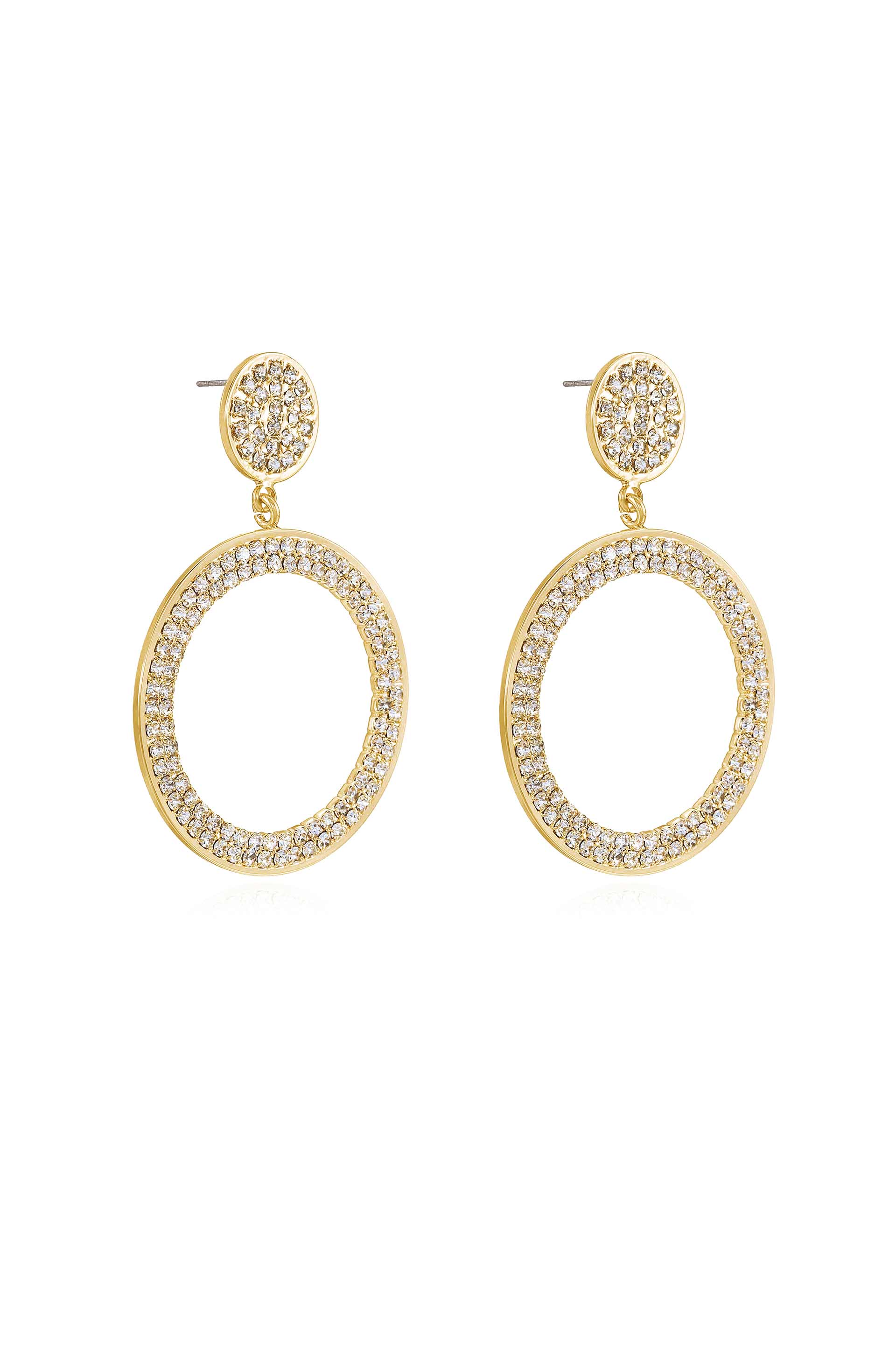 Crystal Pave 18k Gold Plated Drop Hoop Earrings side