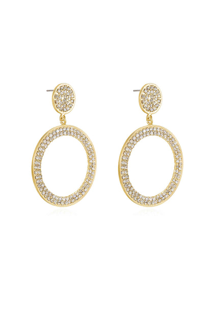 Crystal Pave 18k Gold Plated Drop Hoop Earrings side