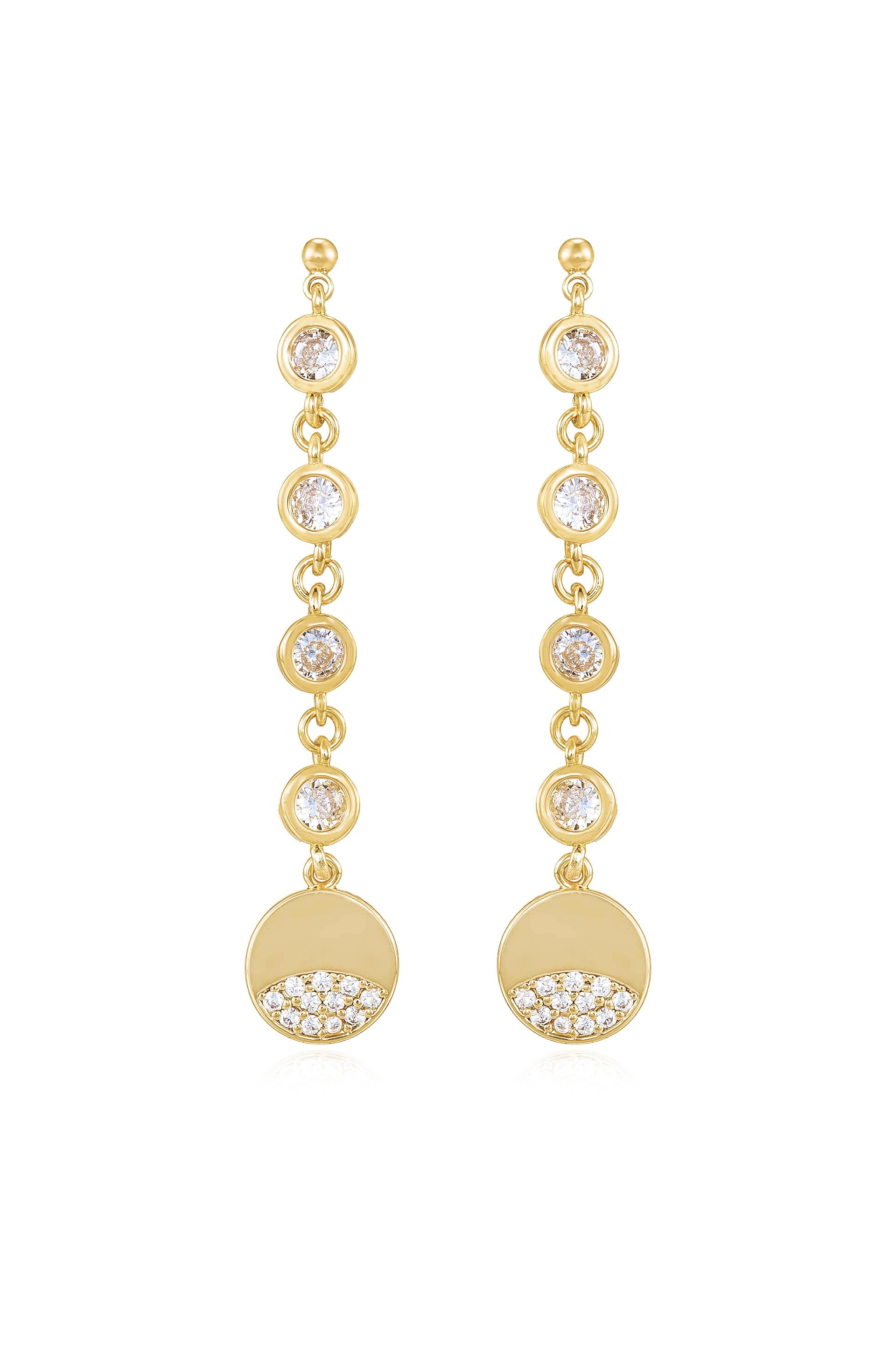 Dangle Dipped 18k Gold Plated and Crystal Earrings