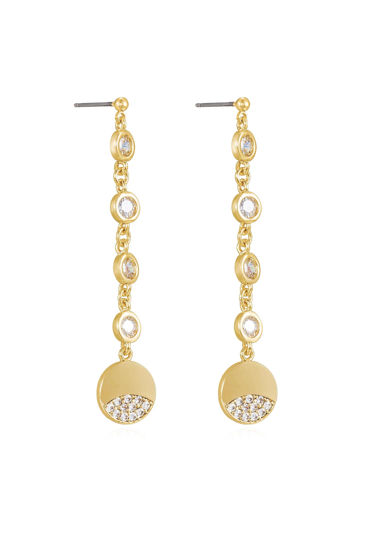 Dangle Dipped 18k Gold Plated and Crystal Earrings side