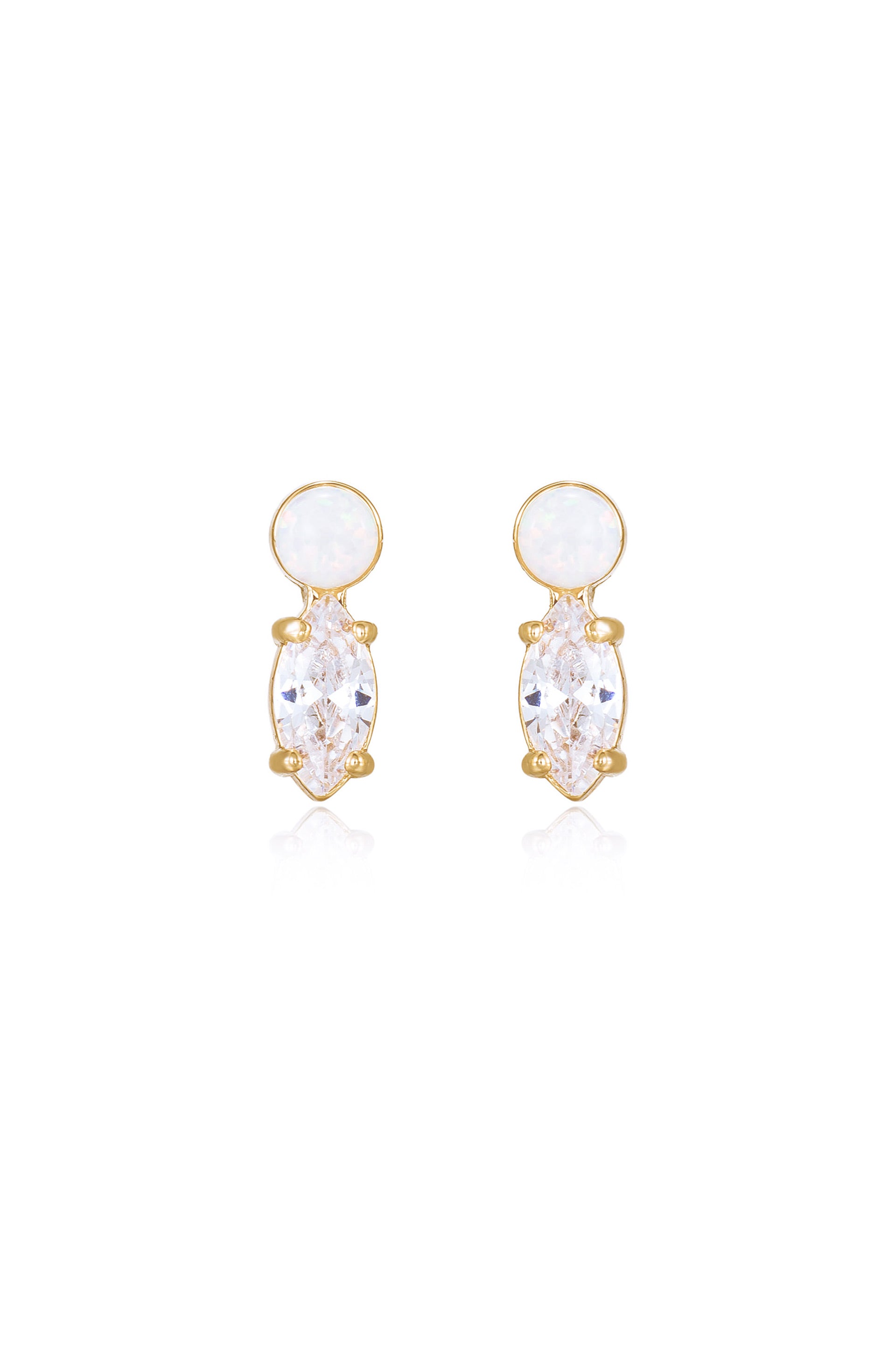 Catch their Eye Opal & Crystal Stud 18k Gold Plated Drop Earrings