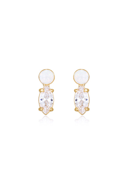 Catch their Eye Opal & Crystal Stud 18k Gold Plated Drop Earrings