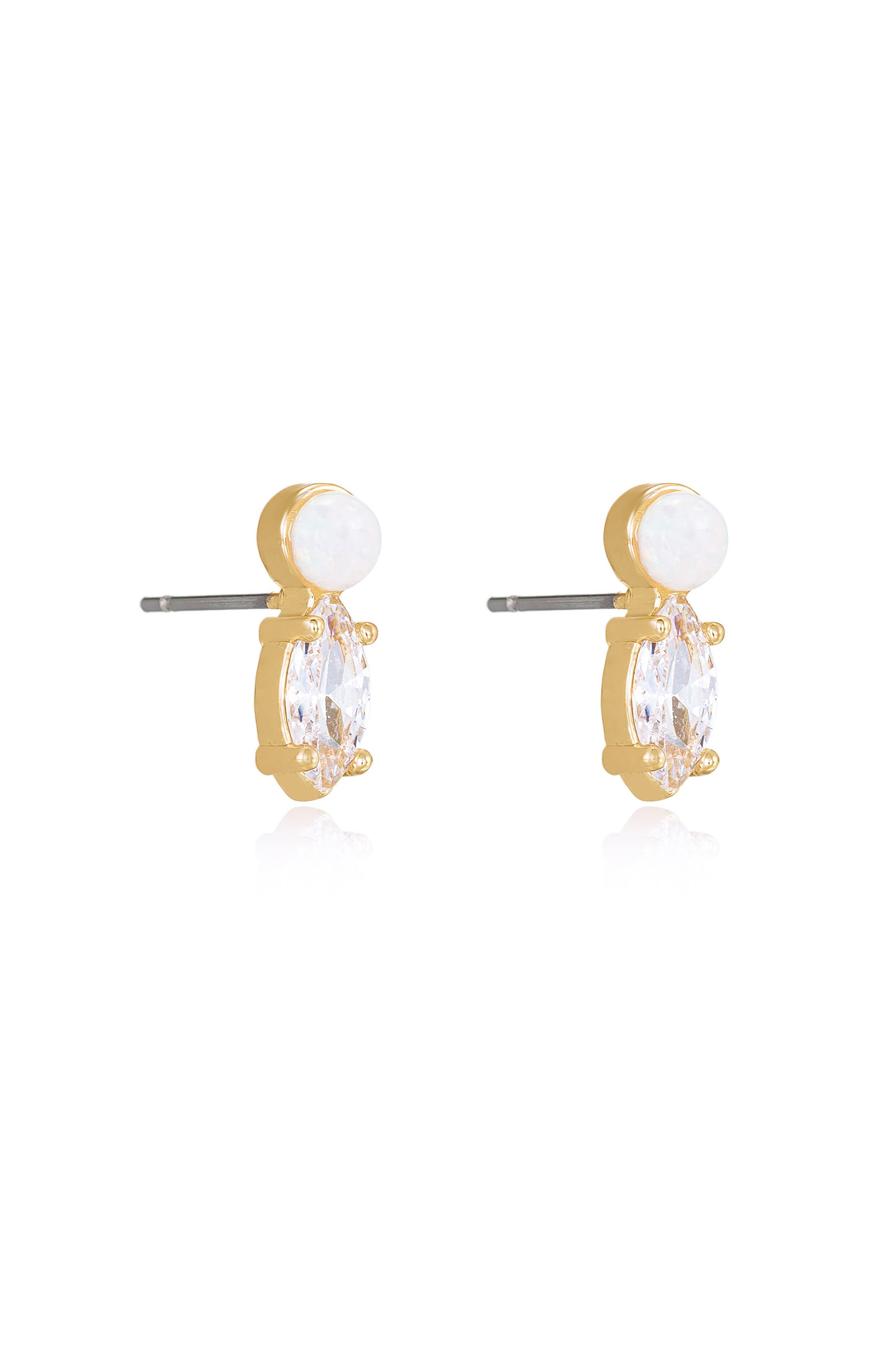 Catch their Eye Opal & Crystal Stud 18k Gold Plated Drop Earrings side