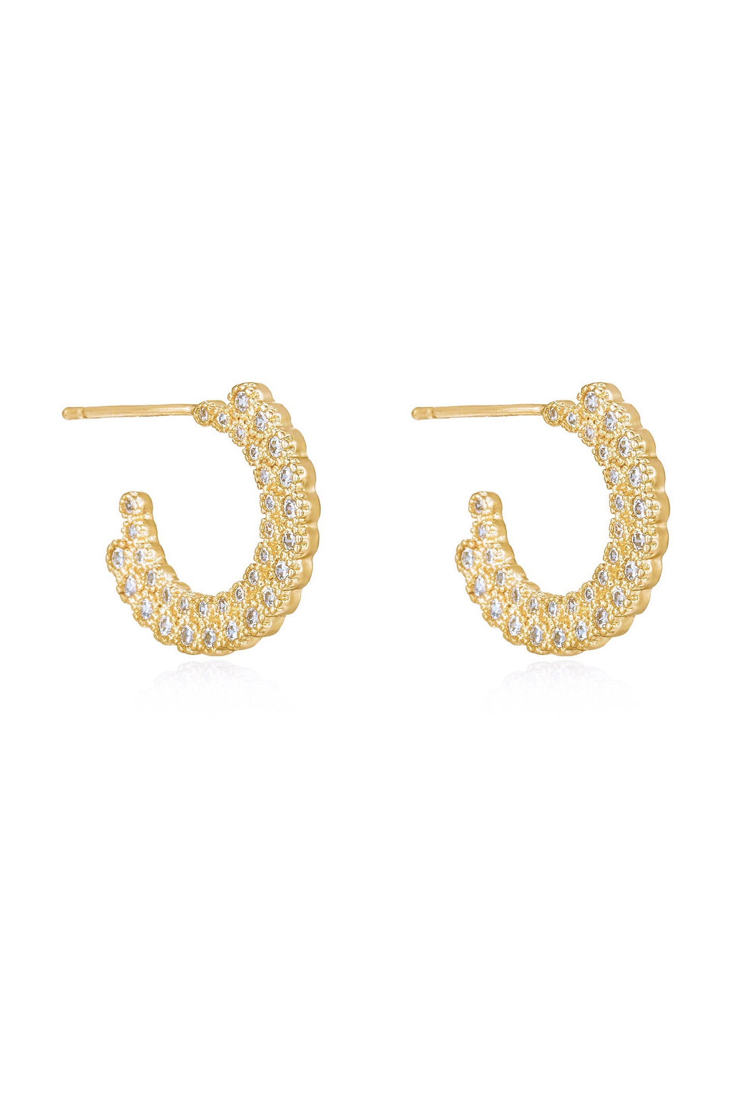 Forever Shine Crystal 18k Gold Plated Mini Hoop Earrings side