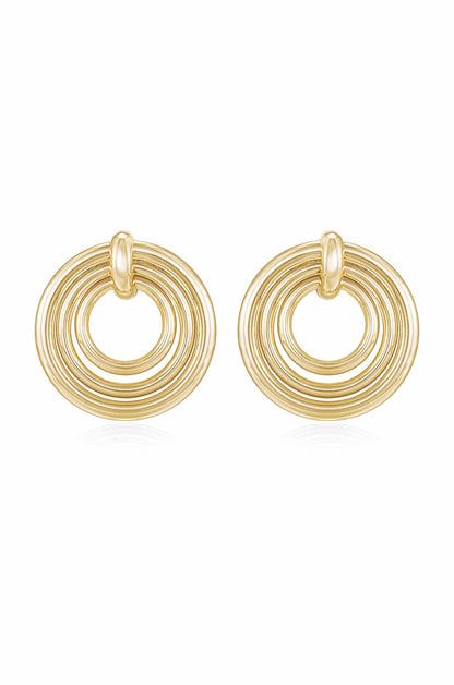 Layered Multi-Ring 18k Gold Plated Earrings