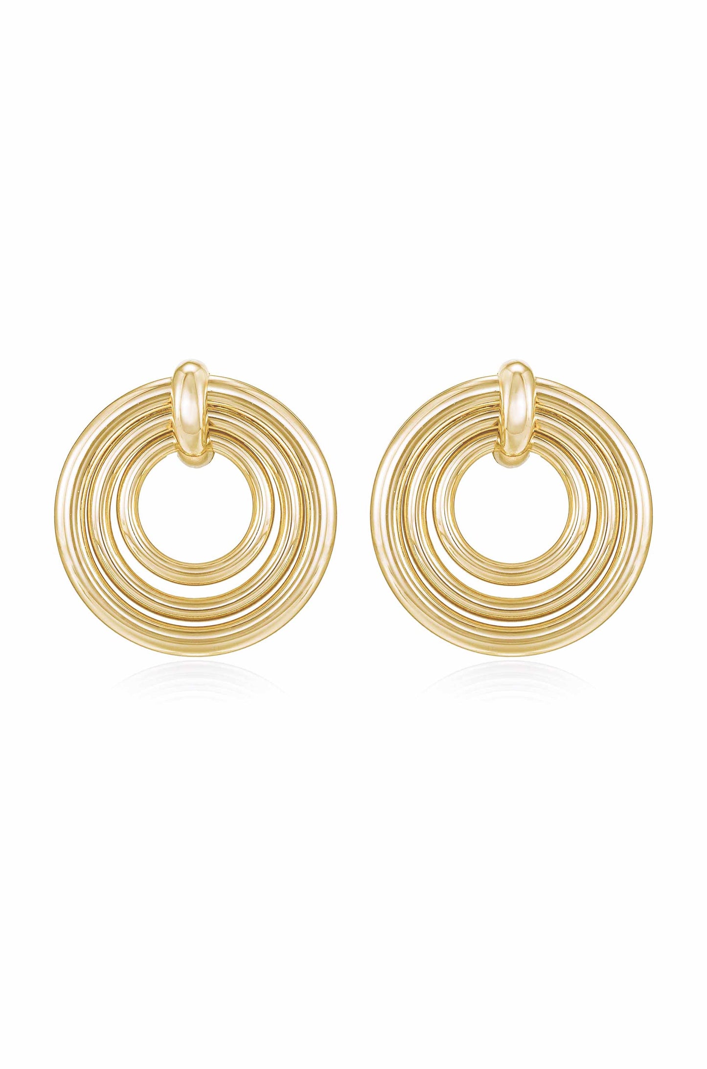 Layered Multi-Ring 18k Gold Plated Earrings