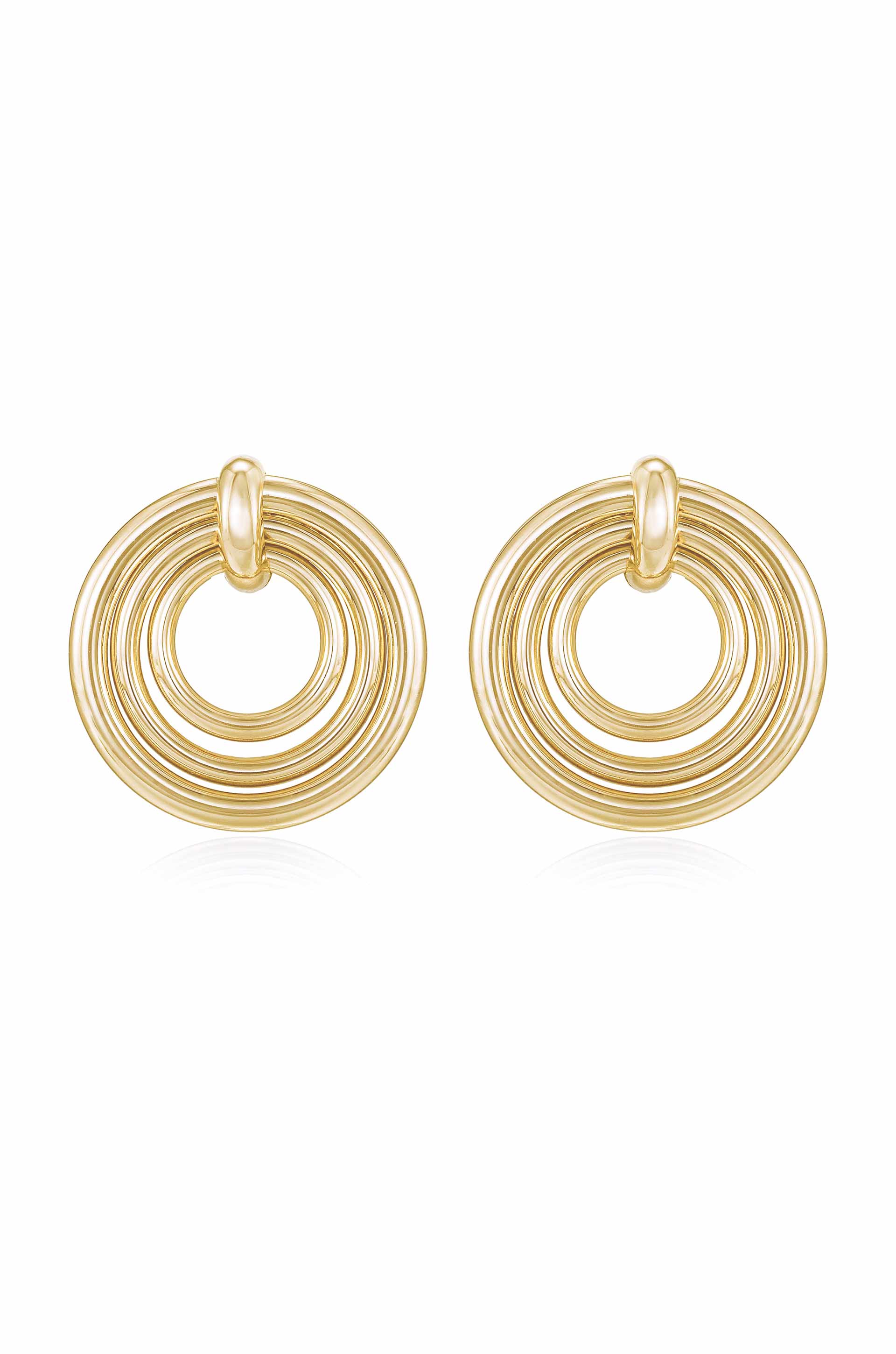 Layered Multi-Ring 18k Gold Plated Earrings