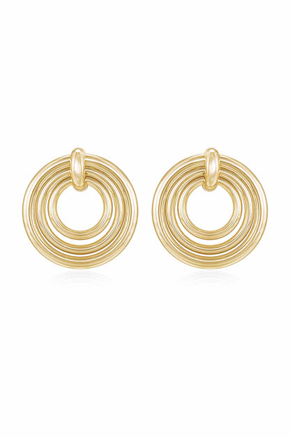Layered Multi-Ring 18k Gold Plated Earrings
