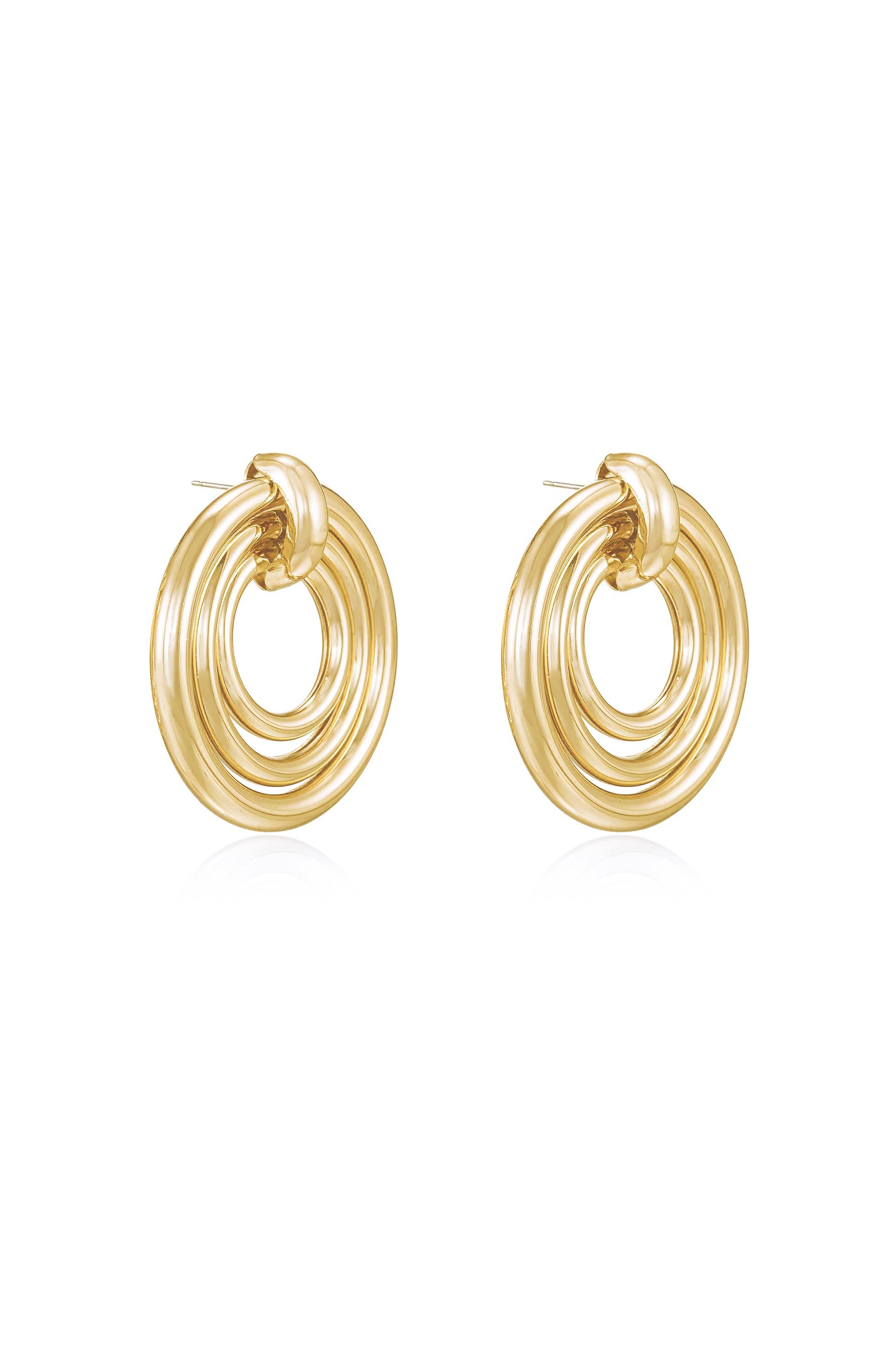Layered Multi-Ring 18k Gold Plated Earrings side