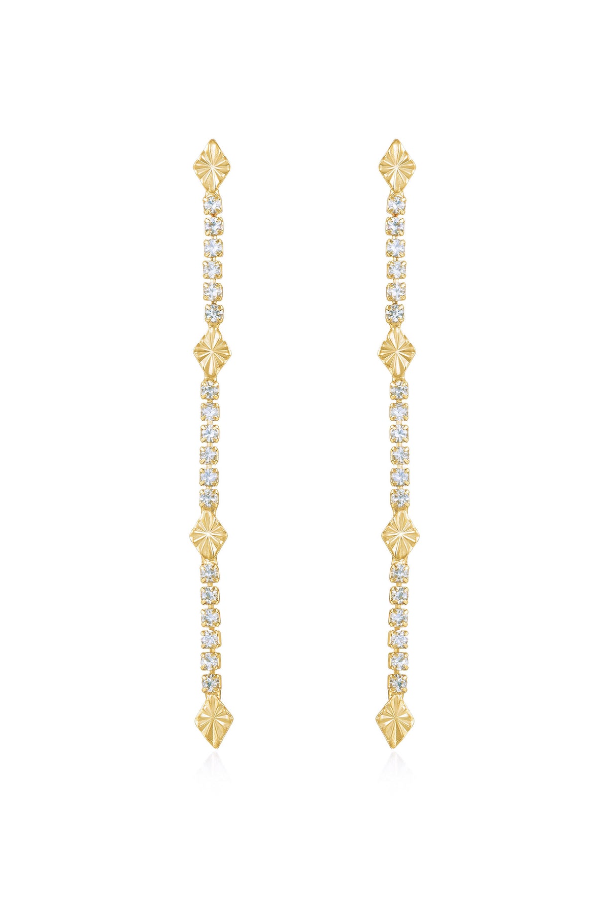 Straight Crystal Chain Dangle Earrings