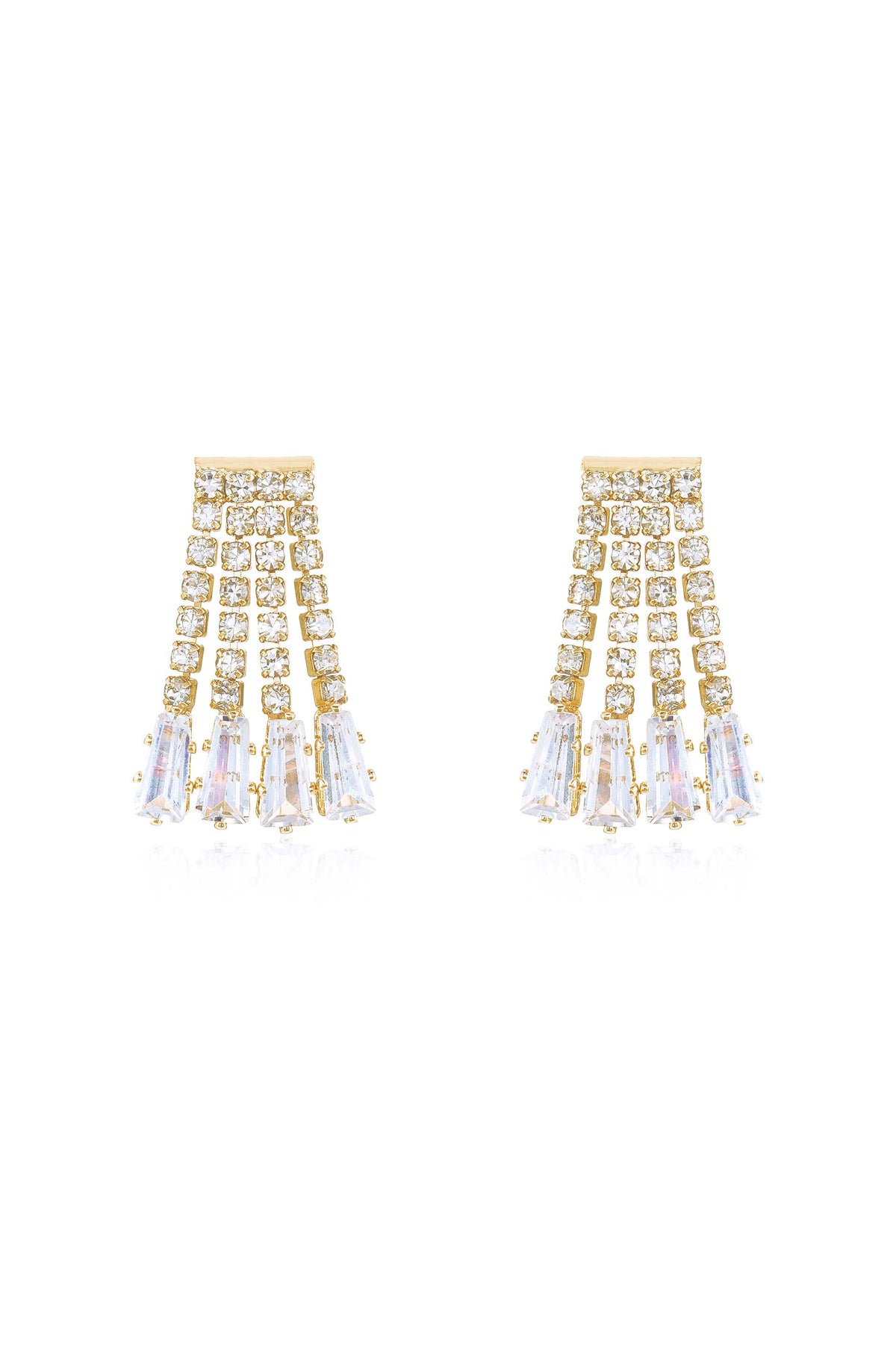 Crystal Fringe Dangle Stud Earrings
