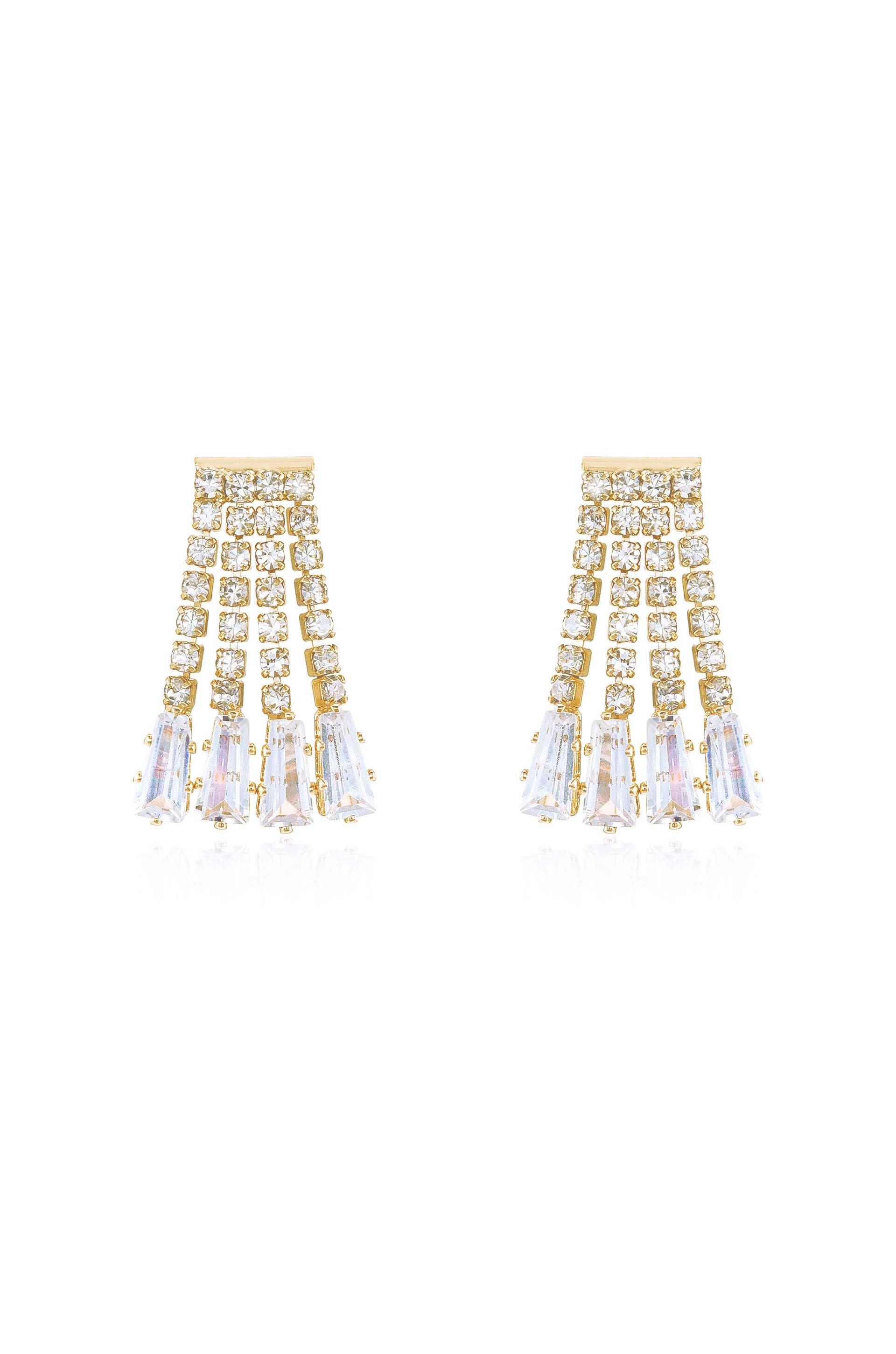 Crystal Fringe Dangle Stud Earrings
