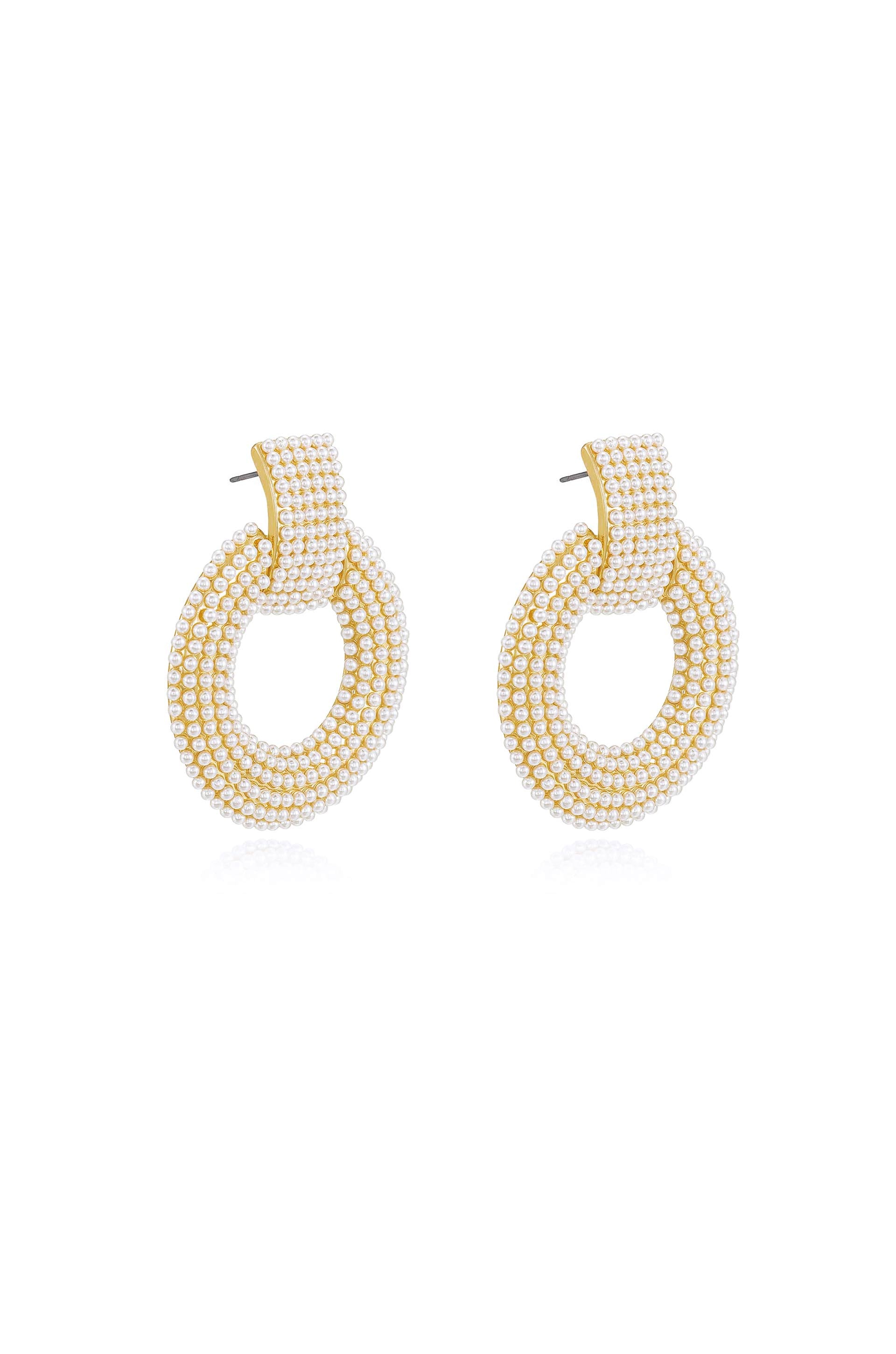 Pearl Statement 18k Gold Plated Earrings side