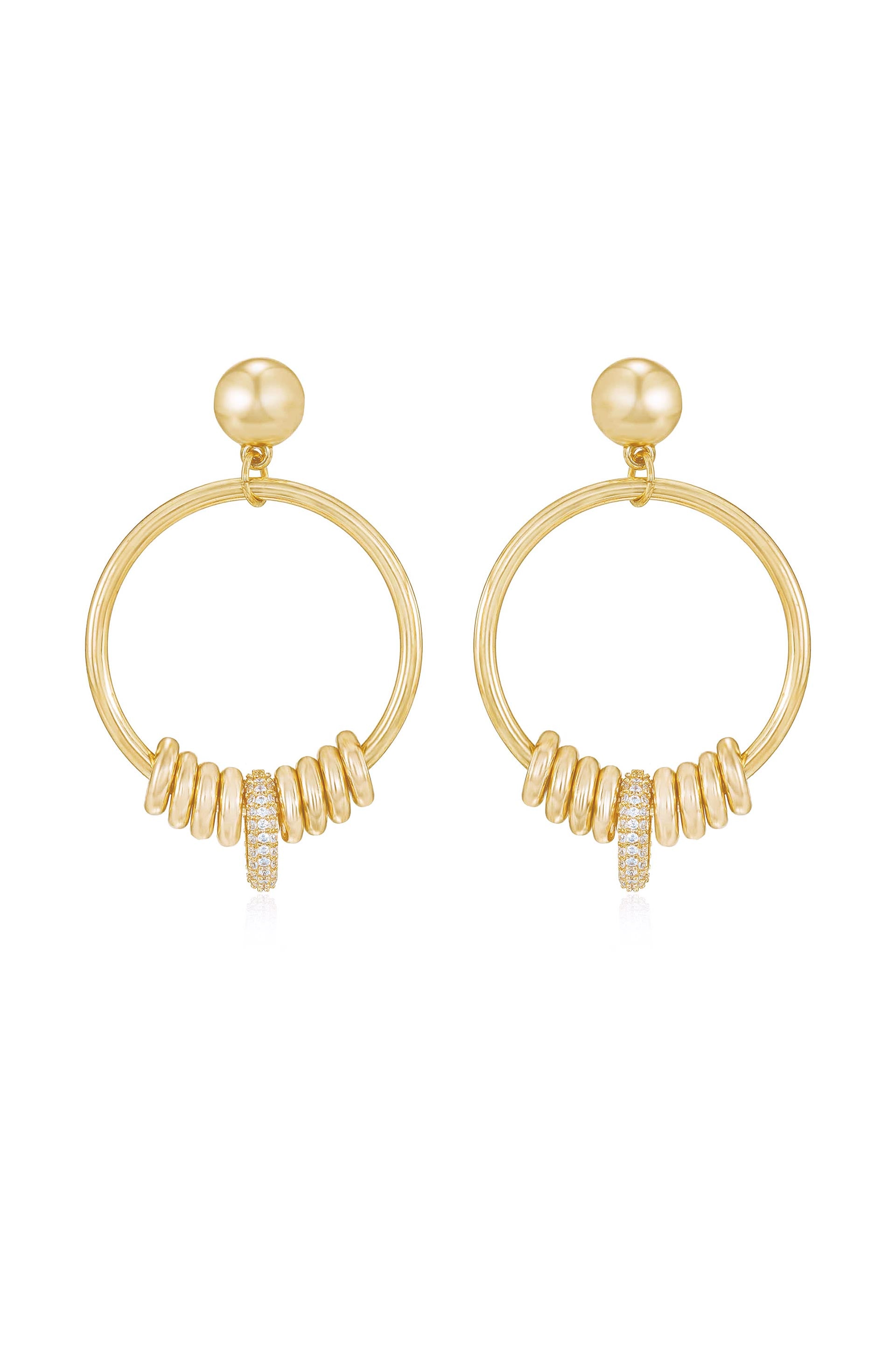 Multi-Ring Slider 18k Gold Plated Earrings