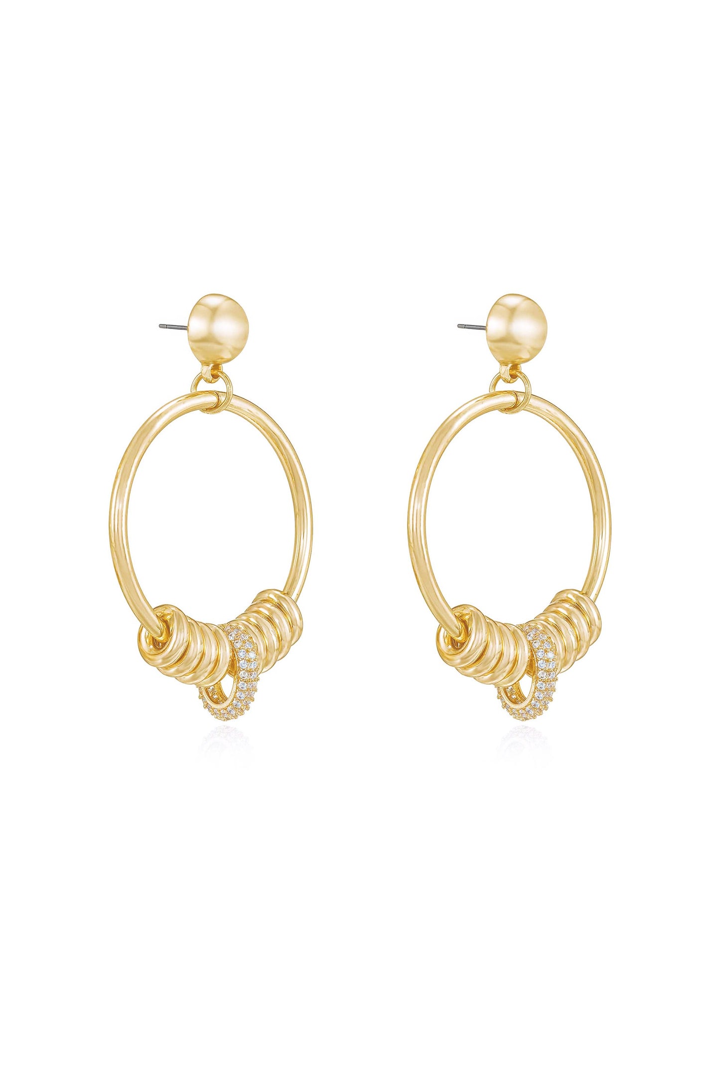 Multi-Ring Slider 18k Gold Plated Earrings side