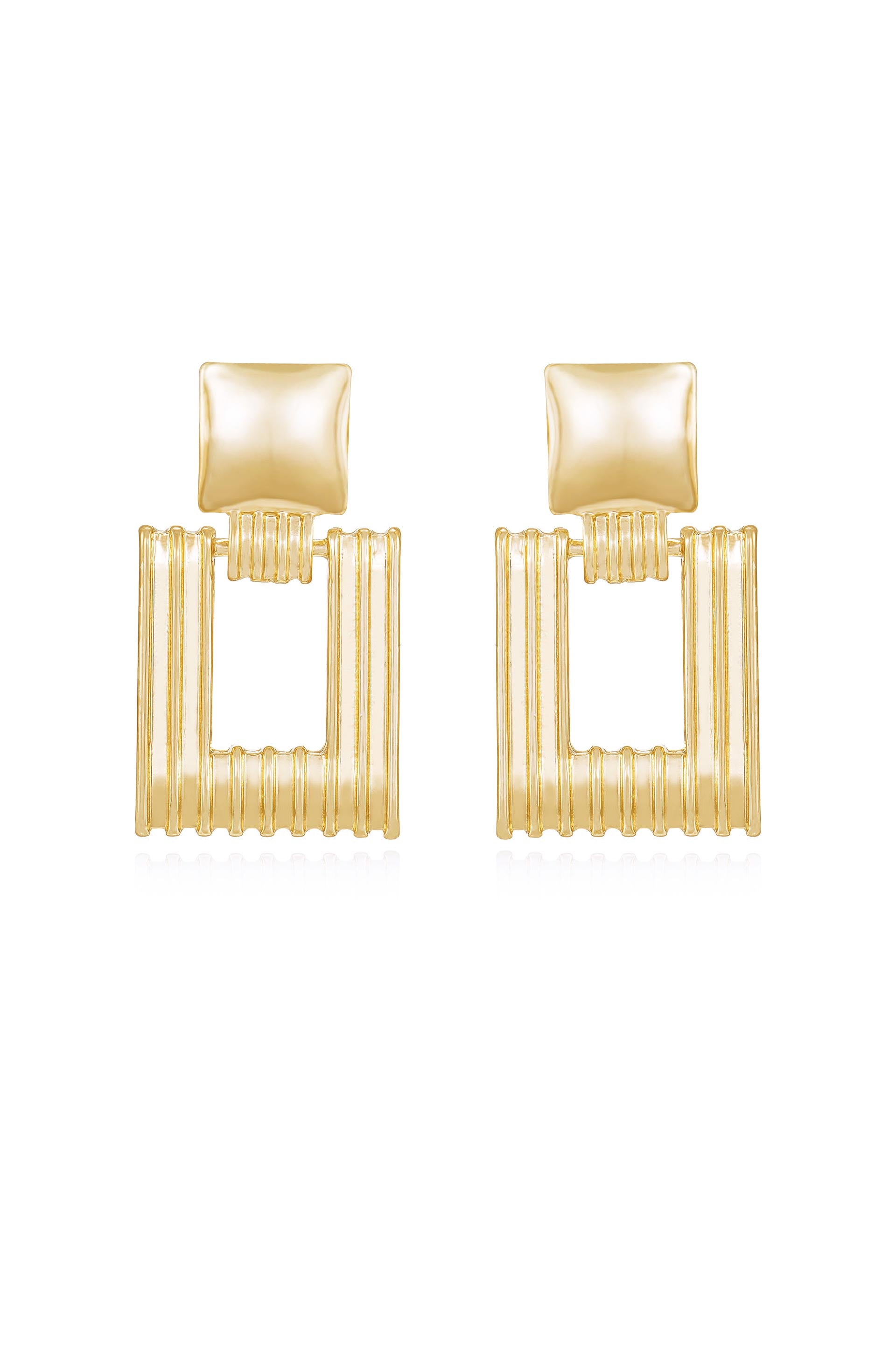 Moving Up Square Dangle 18k Gold Plated Earrings