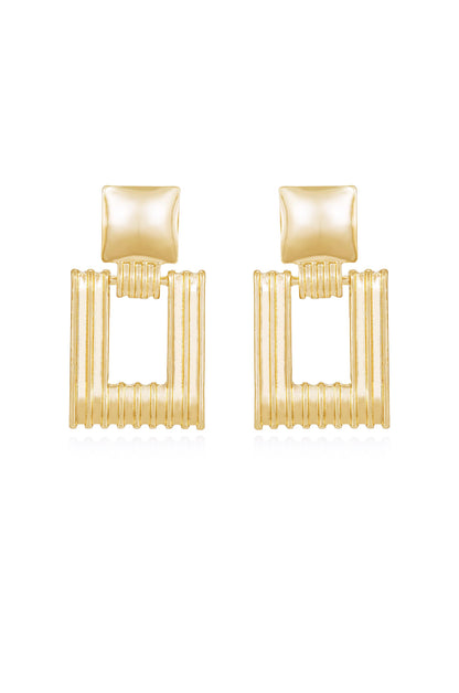 Moving Up Square Dangle 18k Gold Plated Earrings