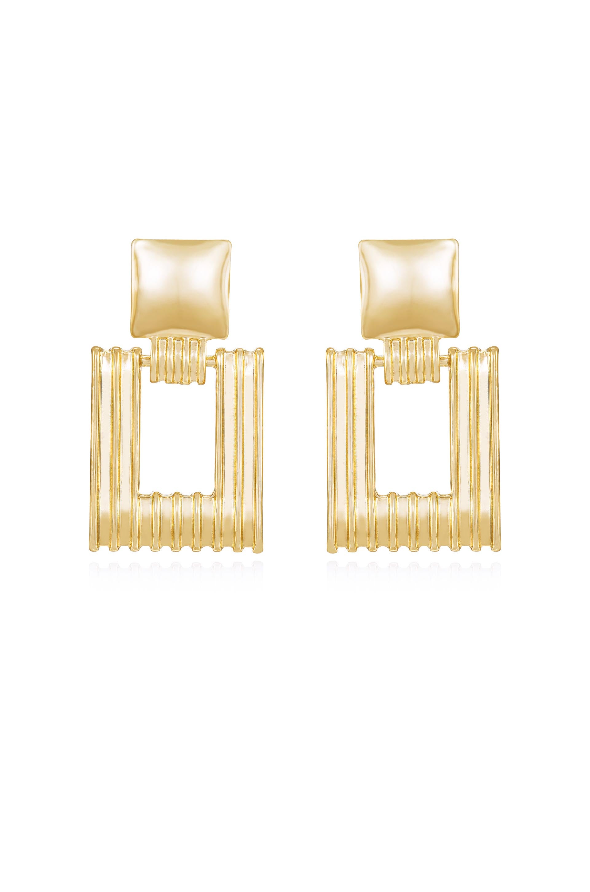 Moving Up Square Dangle 18k Gold Plated Earrings