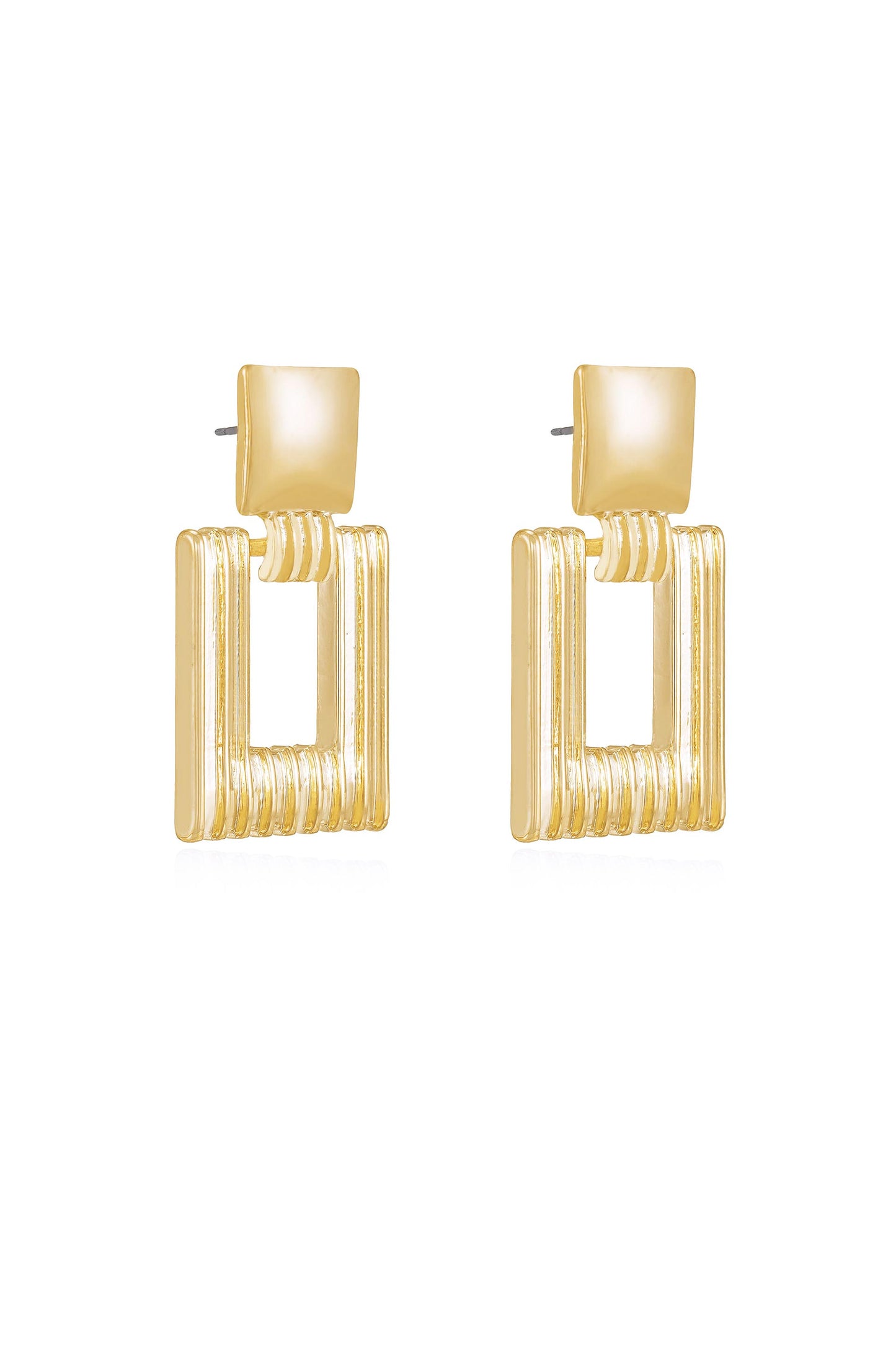 Moving Up Square Dangle 18k Gold Plated Earrings side
