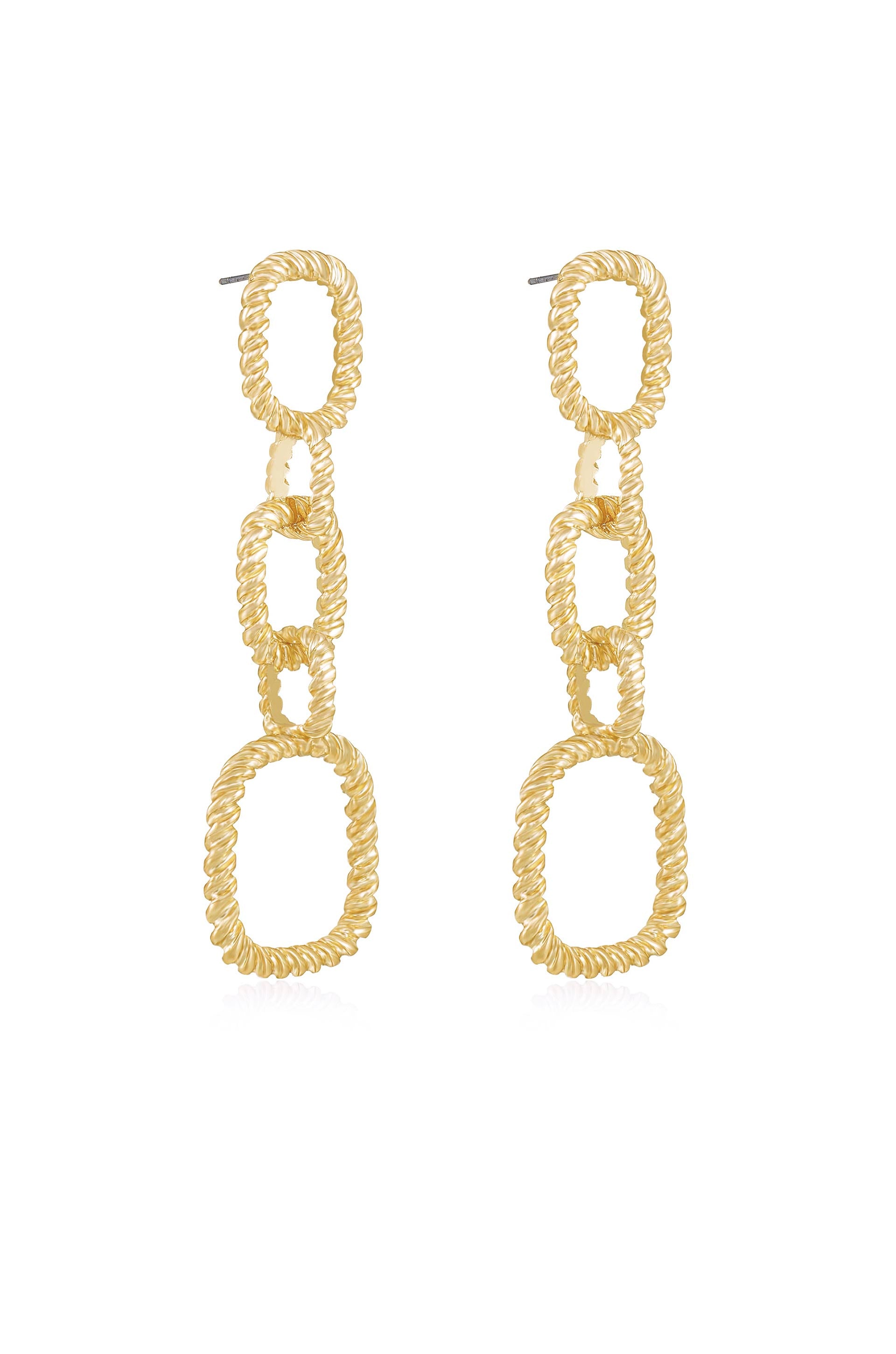 Mia Textured Drop 18k Gold Plated Earrings side