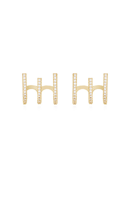 Sparkle Triple Illusion Ear Wrap in gold front