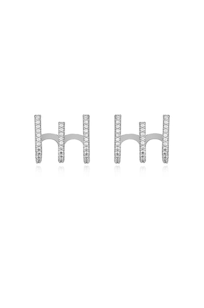 Sparkle Triple Illusion Ear Wrap in rhodium front