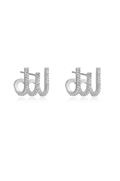 Sparkle Triple Illusion Ear Wrap in rhodium side