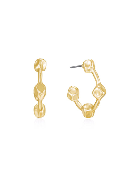 Free Form Ball 18k Gold Plated Hoop Earrings