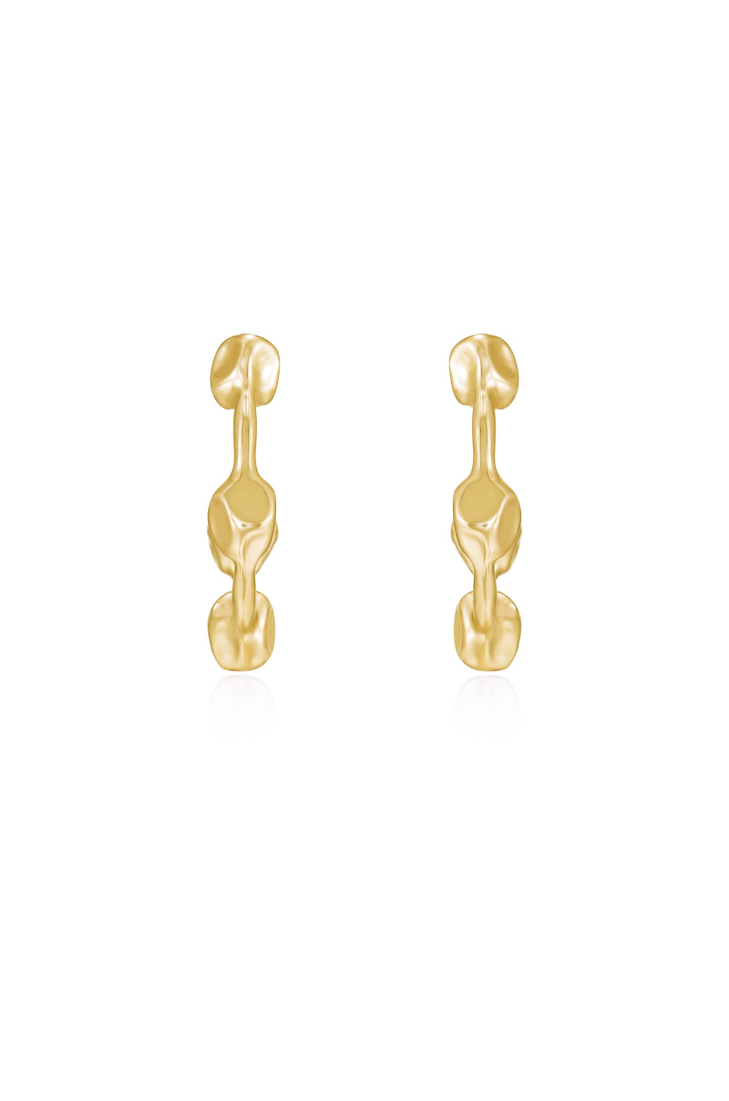 Free Form Ball 18k Gold Plated Hoop Earrings front