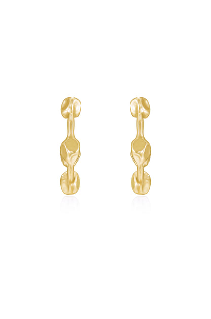 Free Form Ball 18k Gold Plated Hoop Earrings front