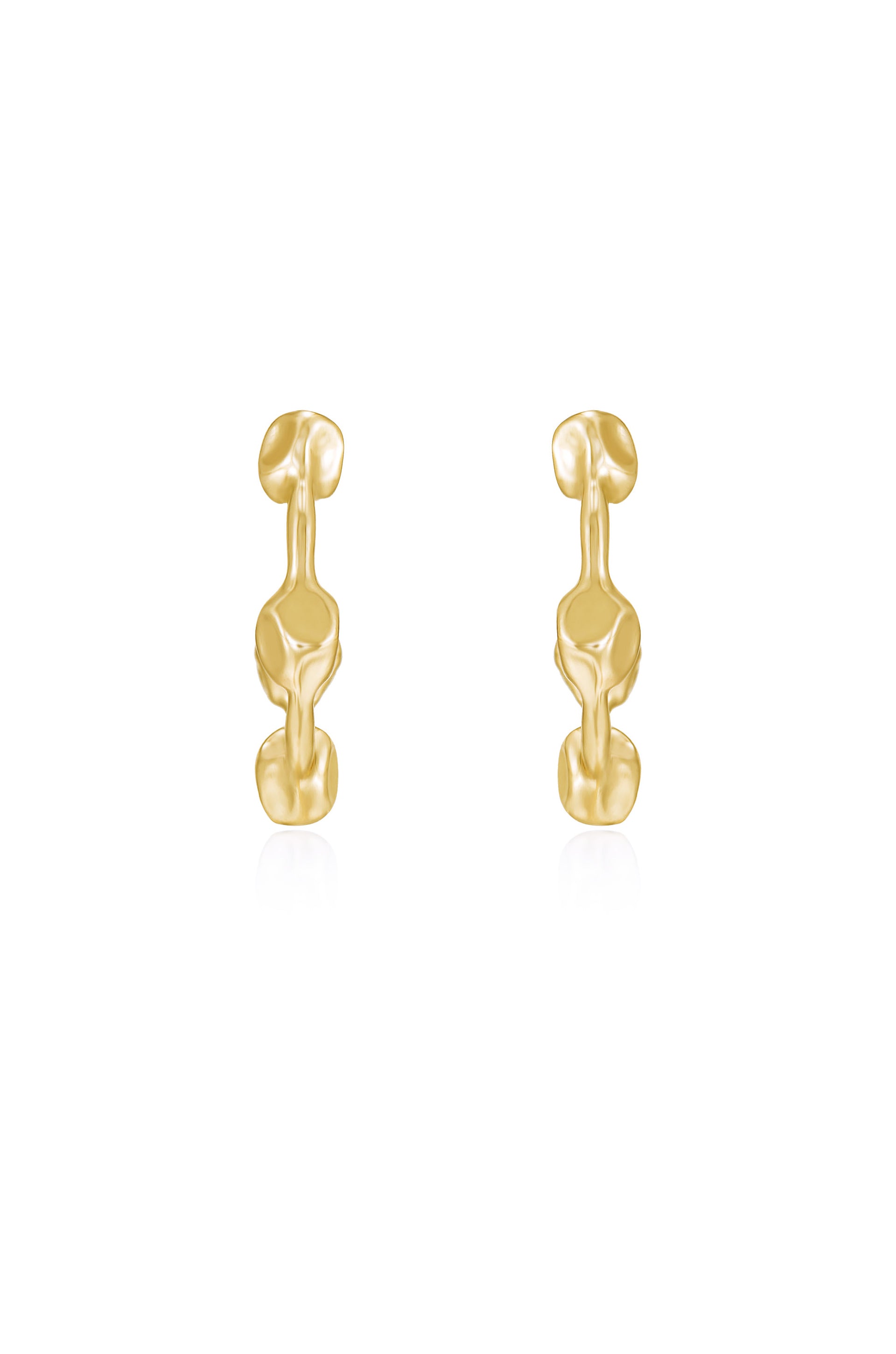 Free Form Ball 18k Gold Plated Hoop Earrings front