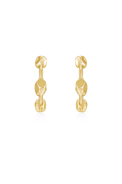 Free Form Ball 18k Gold Plated Hoop Earrings front