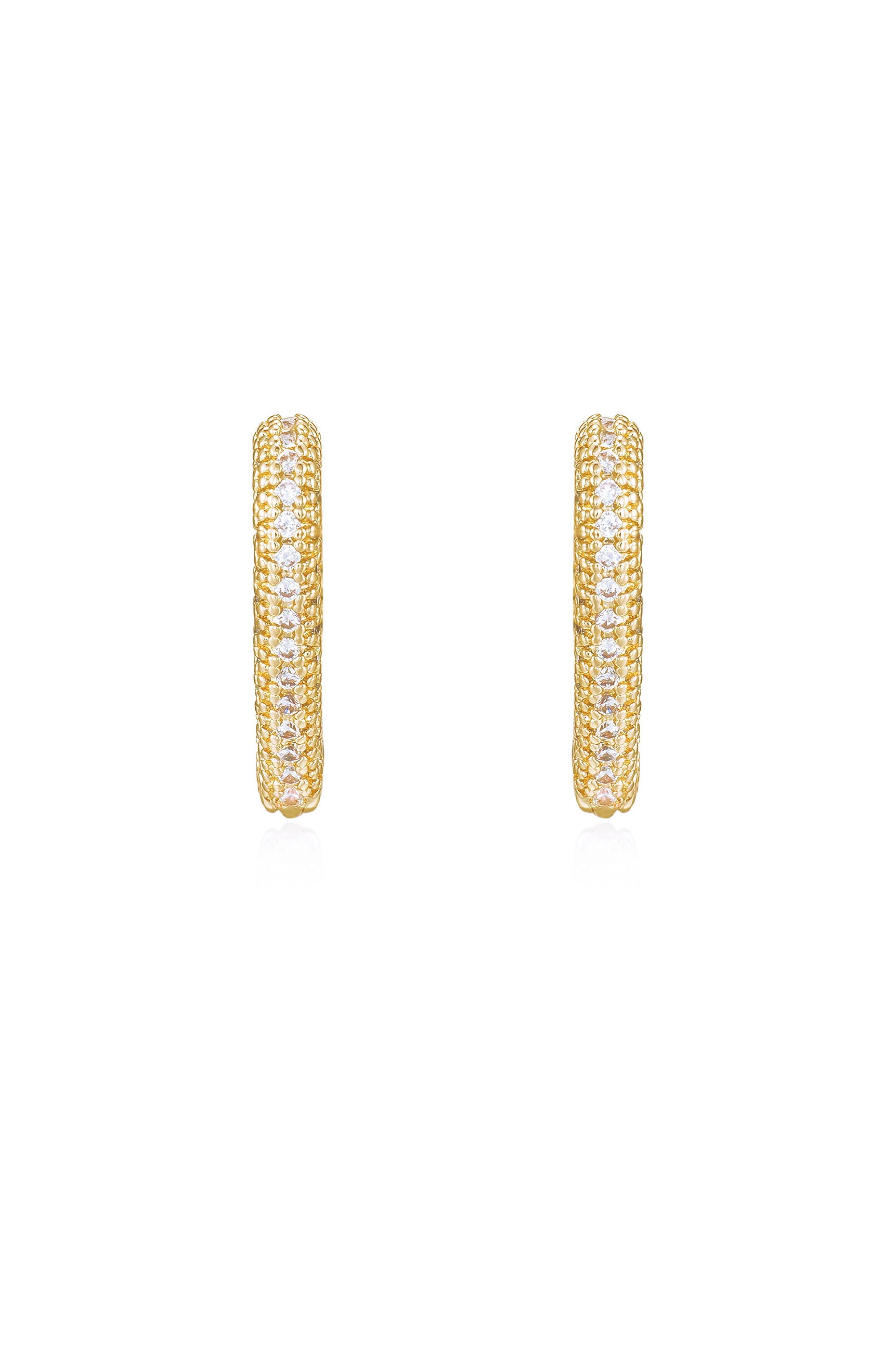 Mini Crystal Cluster Heart 18k Gold Plated Hoop Earrings front