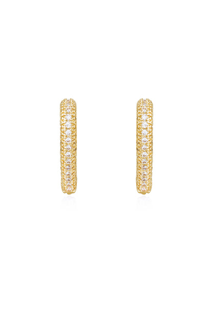 Mini Crystal Cluster Heart 18k Gold Plated Hoop Earrings front