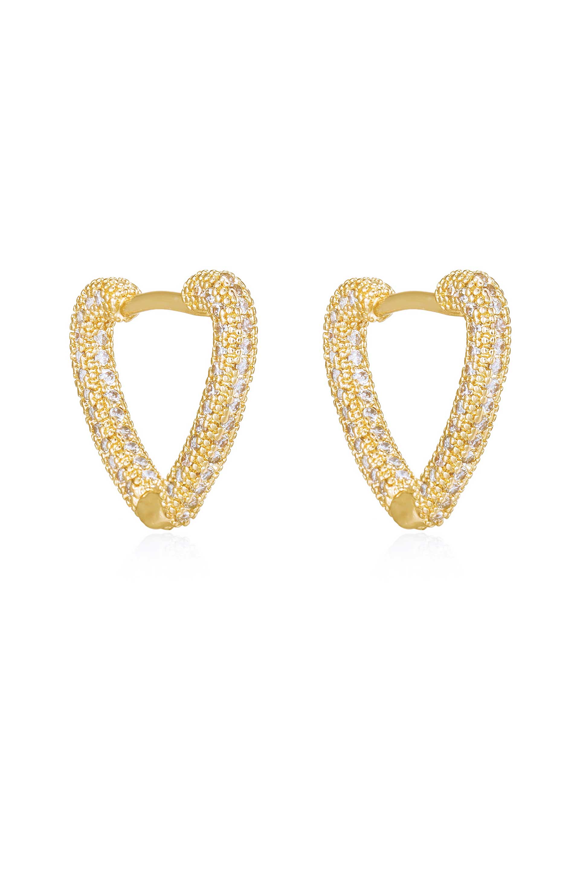 Mini Crystal Cluster Heart 18k Gold Plated Hoop Earrings side