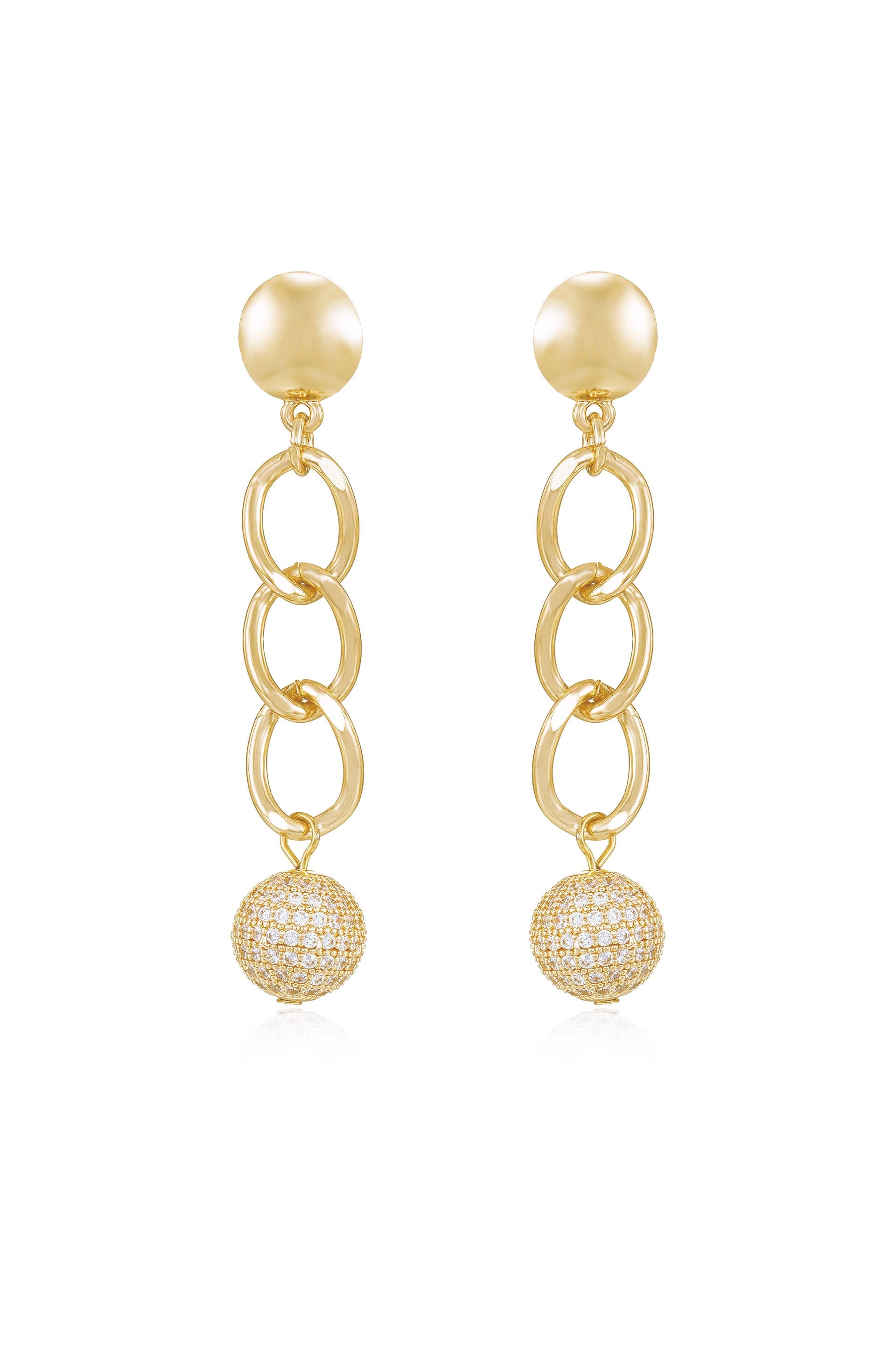 Chain Dangle Crystal Ball 18k Gold Plated Earrings – Ettika