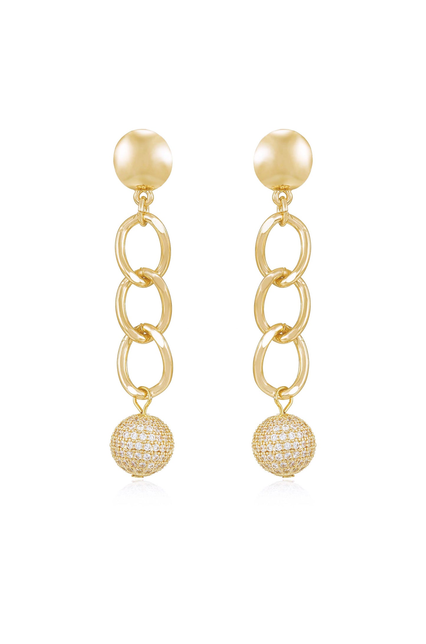 Chain Dangle Crystal Ball Earrings